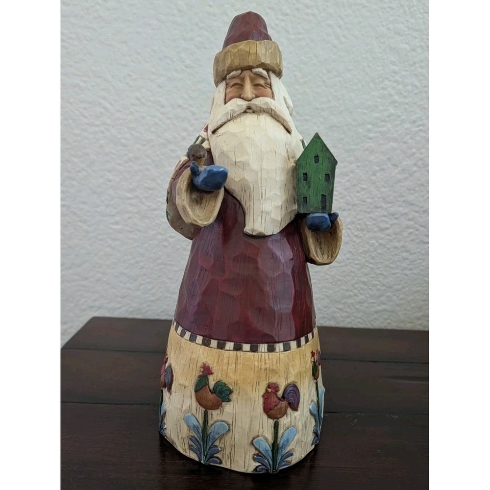 Jim Shore Heartwood Creek Santa Birdhouse Rooster Figurine 2002 Enesco #105128